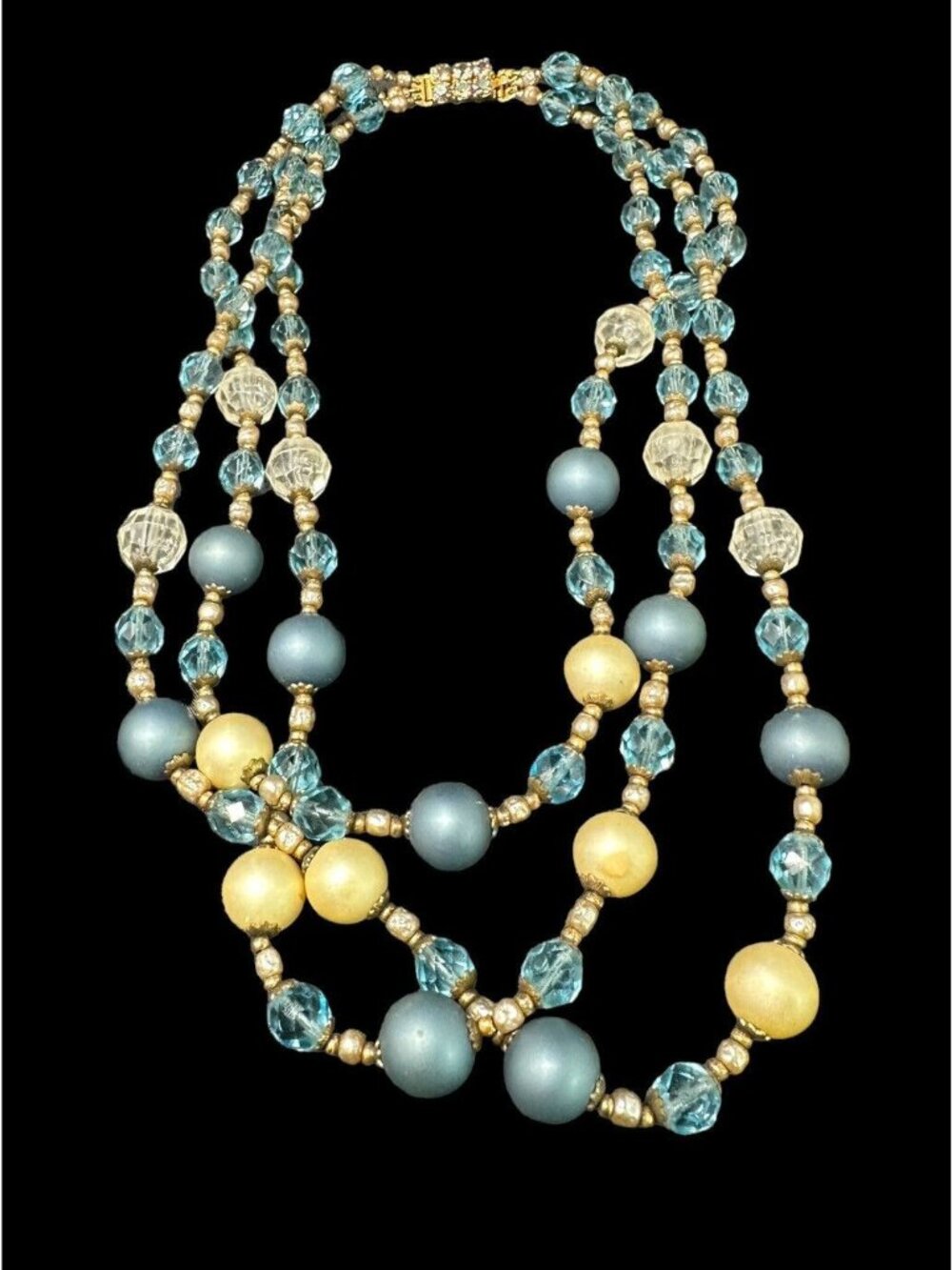 Giuliano Fratti Necklace GM Milan 3 tier High End Glass Bead Crystal Necklace